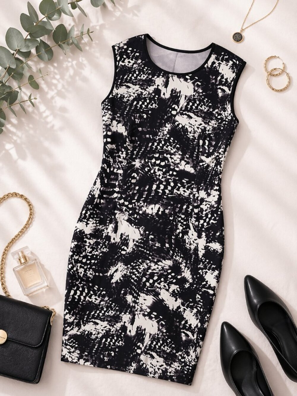 Lark & Ro Black & White Polka-Dot Fit & Flare Mini Dress – Size 12